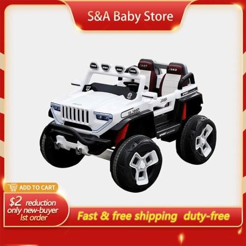 Free shipping children electric car oversized two-seater four-wheel drive off-road can sit double with remote control baby toy
