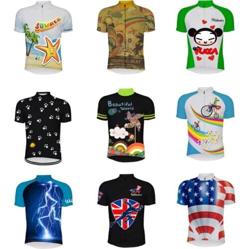 Breathable Unisex White Cartoon Dog Cycling Jersey Spring Anti-Pilling Eco-Friendly Bike Clothing Road Team Bicycle Wear Shirts