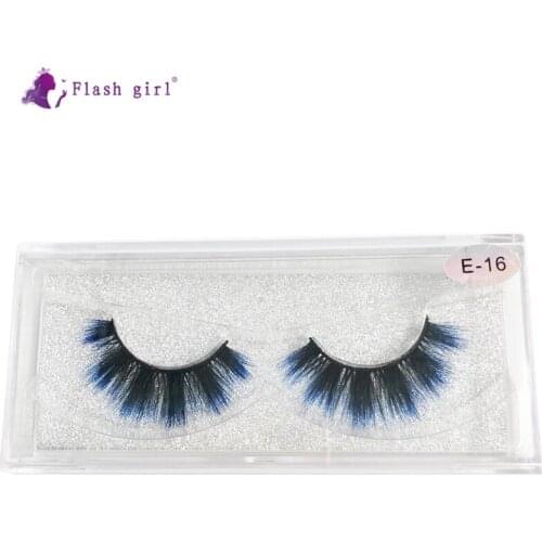 Flash Girl Mink Eyelashes Makeup 3D Coforful Full Strip Lashes Handmade Reusable Fake Eyelash Extension Tools E-16