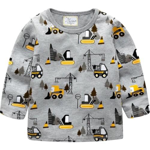 Jumping meters Animals Applique Boys Tshirts Long Sleeve Cotton Baby Boys Clothes Autumn Spring New 2019 Kids Boys Girls Tee Top