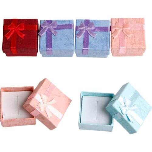 JAVRICK 6x Jewelry Case Paper Storage Box Ring Earring Holder Package Bowknot Decor Gift-T4MD