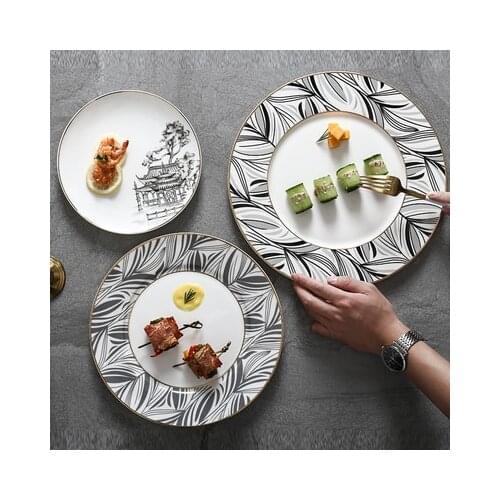 Ceramic Creative High-end Western Plate Set Tableware Steak Flat European Style Fruit Salad Home Decoration