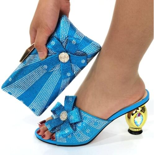 Doershow Italian Matching Shoe and Bag Set blue Italian Shoes with Matching Bags High Quality Wedding Shoes and Bag ! HOP1-14