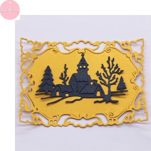 Christmas Village Metal Cutting Dies Scrapbooking Craft DIY Stencil Embossing Folder Clear Stamps and Slimline Card Dies