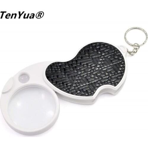 TenYua Mini travel Keychain 8x37 20x12mm Eye Jewelry Loupe Double Lens LED Magnifier