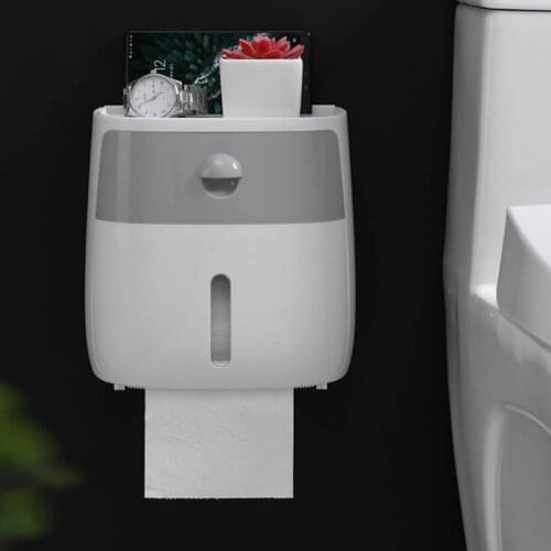 Wall Mounted Tissue Box Waterproof Bathroom Organizer Double Layer Napkin Dispenser Multifunction Toilet Paper Holder Plastic