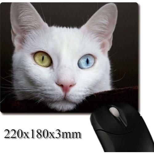 Like gems Bicolor pupils cat image printed Heavy weaving anti-slip rubber office mouse pad Coaster Party favor gifts 220x180x3mm