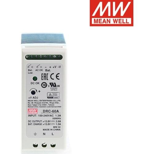 Original MEAN WELL DRC-60A 13.8V 2.8A 60W UPS DIN Rail Security Industry or Battery Systerms Switching Power Supply