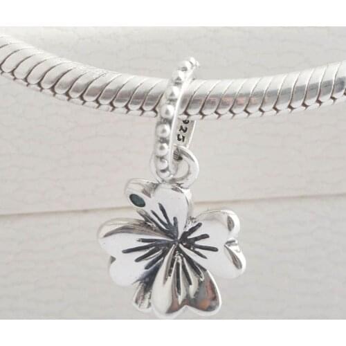 Authentic S925 Pendant Bead Fit Lady Bracelet Bangle Clover Dangle Charm DIY Jewelry