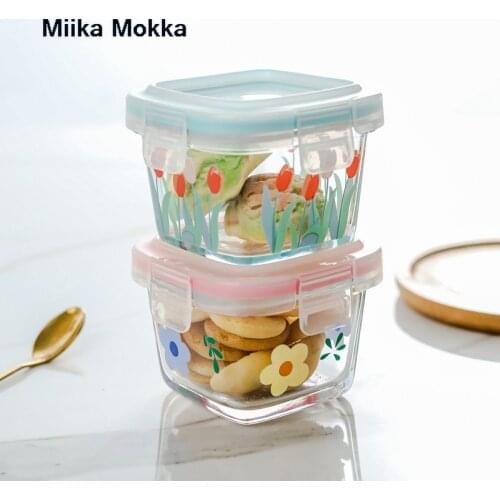 Japanese Style Transparent Glass Salad Bowls with Lids Container Dispenser Cake Fruit Bowl Dessert Snack Bowl Kitchen Organizer