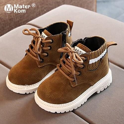Size 21-30 Children Snow Warm Cotton Boots Boys Girls Kids Casual Wear-resistant Martin Boots Anti-slip Light Baby Toddler Shoes