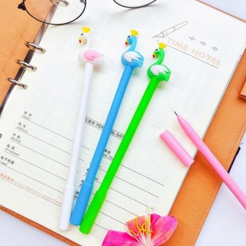24 Pcs Cute Cartoon Crown Swan Gel Pen Creative Writing Office Supplies Signature Pen Wholesale kawaii school supplies