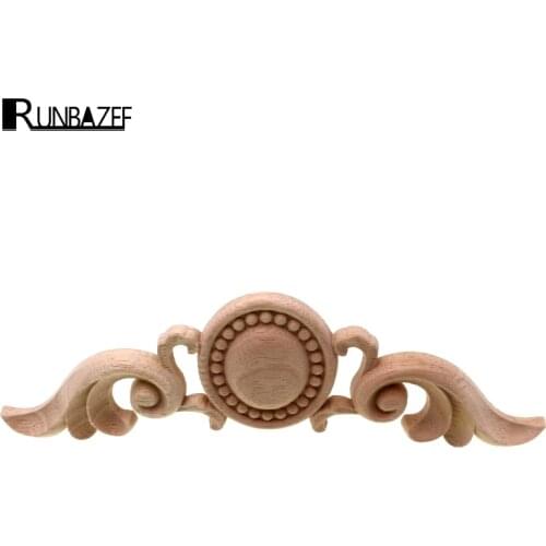 RUNBAZEF Vintage Wood Carved Corner Onlay Applique Frame Door Decorate Wall Furniture Decorative Figurines Wooden Miniatures