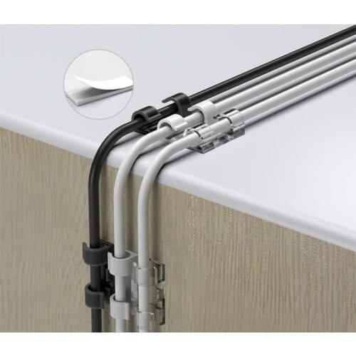 Self-Adhesive Cable Clips Organizer Drop Wire Holder Cord Management Pack Of 20 Transparent