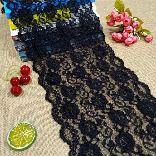E1636 Width 21cm Black chantilly Colorful wide lace trim band Ribbon For Ladies Vest corset nightgown bib