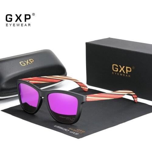 GXP Fashion Handmade Colorful Natural Wooden Polarized Mirror Sunglasses UV400 Men Casual Eyewear Women Sun Glasses Gafas