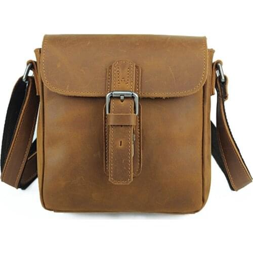 Vintage Genuine Leather Shoulder Bag Men Messenger Bags Male Office Business Handbags iPad Tablet Bags Crossbody Bag