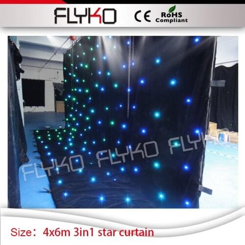 Wedding twinkling led backdrop 4mx6m hot size design full color led star light curtain