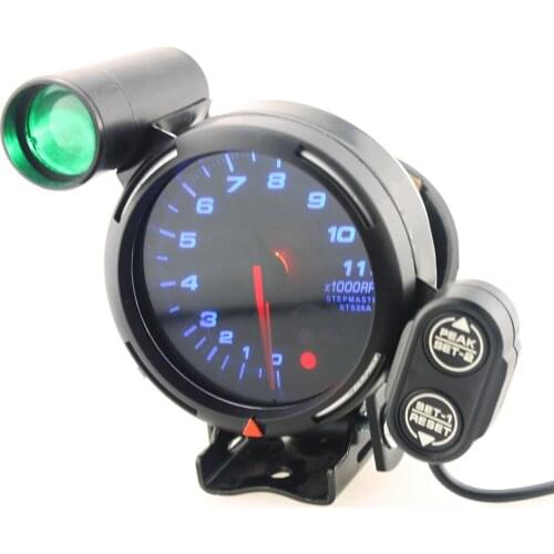 3.75 Inch 12V Car Tachometer Gauge Kit 11000 RPM Blue LED With Shift Light Suitable For 4/6/8 Cylinders Petrol Cars