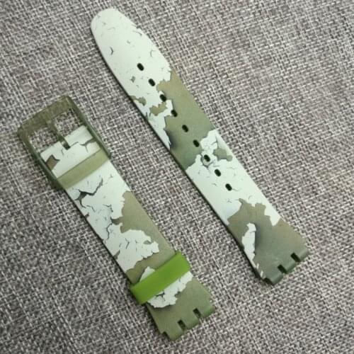 Heat! Applicable to for swatch Swatch silicone strap Olive green SUOG105 watch accessories Needle buckle rubber watch band