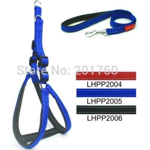 Pet Products Supplies Harnesses Color Nylon 2.0cm Dog Reflective Padded Harness Leash Set (3 Colors) 3 Pcs/lot