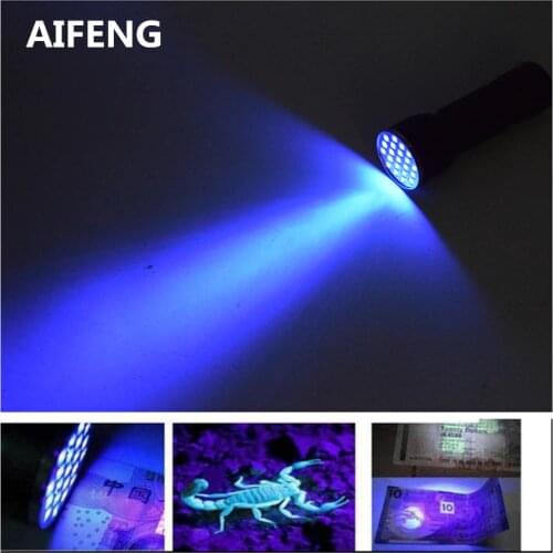 AIFENG UV flashlight 395nm scorpion uv flashlight torch light 395nm ultra violet light Then find out cash to check According