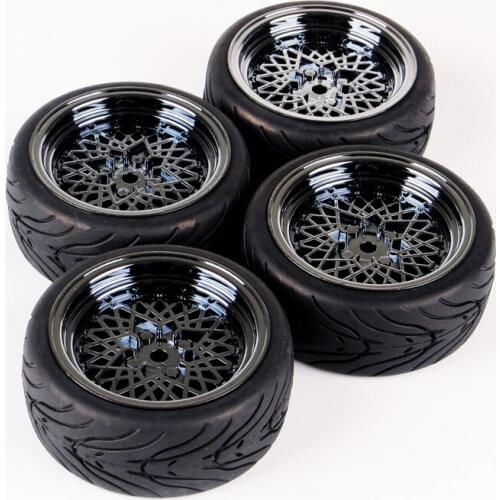IN STOCK 4pcs/Set 1/10 Drift Run Flat Tires&Wheel 12mm Hex For HSP HPI On-Road Racing Car