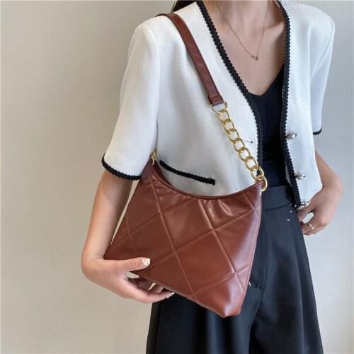 Shoulder Bag Female Crossbody Bag Designer Handbag Purse Women Bag Fashion Chain 2021 New PU Leather Zipper Diamond Lattice