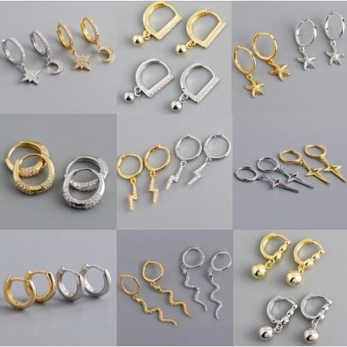 Smart Mini Silver Gold Punk Hip-Hop Geometric CZ Crystal Hoop Earrings for Women Party Jewelry Accessories Wholesale