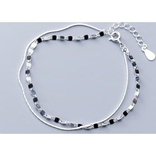 MloveAcc 100% 925 Solid Real Sterling Silver Womens Jewelry Double Layer Smooth Bracelet for Women Girls Lady Gift