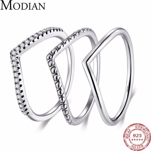 Modian 2019 New Stackable 100% 925 Sterling Silver Simple Fashion Geometric Ring Classic Finger Fine Popular jewelry For Women