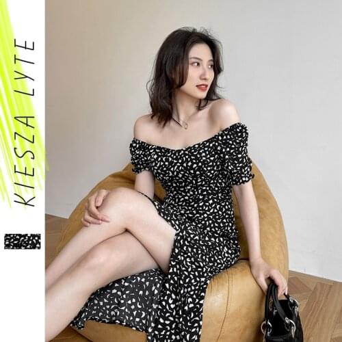 Fashion 2021 Women Dress Elegant Boho Floral Print Split Party Holiday Dresses Femme Vestido De Mujer