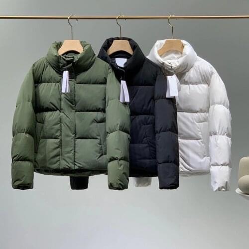 Winter womens casual fashion down jacket, thick white goose down, lightweight, warm and comfortable solid color jacket