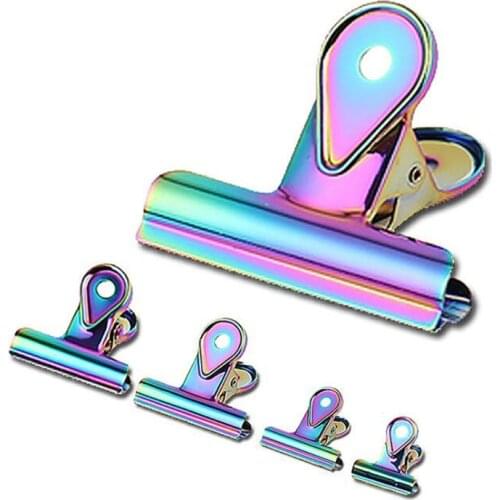 1pc New Creative Colorful Water Drop Long Tail Clip Cross-Border Hot Sale Metal Plating Rainbow Water Drop Folder Paper Clip