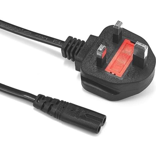 10pcs UK Plug Main Fuse Power Cable 3 Pin Prong C7 Figure 8 UK AC Power Cord With Fuse 1.8m 6ft 1.5m 5ft For Battery Charger