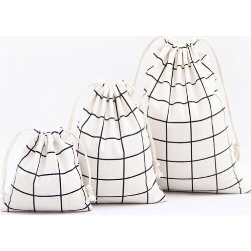 15PCS / LOT Grocery Shopping Bag Simple Drawstring Bag Canvas Reusable Eco Fashion Storage Bag