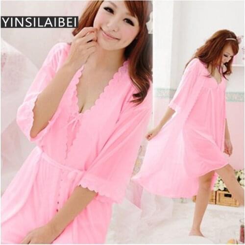 2pcs/Set Women Nightwear Sleepwear Sexy Ice Silk Satin Nightgowns Sexy Night Sleeping Dress Night Gown Ladies Nighties SR002#35