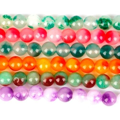 6/8/10mm Natural Stone Beads Dyed Color Jades Beads Round Loose Beads For Jewelry Making DIY Bracelet Necklace