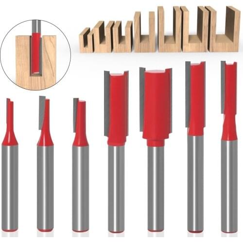 7Pcs Flush Trim Router Bits Top Bearing Router Bit 6mm 1/4 inch Shank Straight Pattern Template Wood Milling Cutter Tool