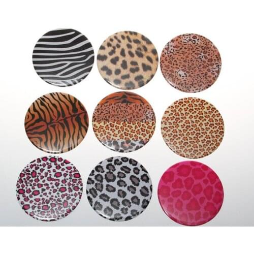 75mm Exquisite plastic foldable pocket mirror round shape Portable makeup mirror sexy Leopard design Cosmetic mirrors