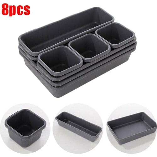 8pcs Storage Drawer Organizers Best Interlocking Narrow Drawer Dividers Box Bag for Bathroom Office Kitchen Home Storage Tool
