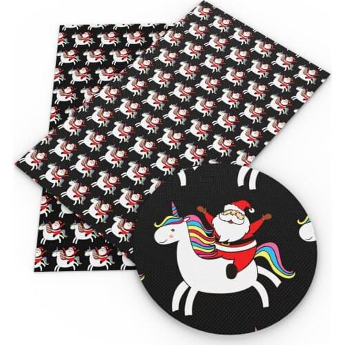 David accessories 20*33cm Christmas Deer Design Faux Synthetic Leather Fabric DIY Bow Bag Material Home Decoration,1Yc7869