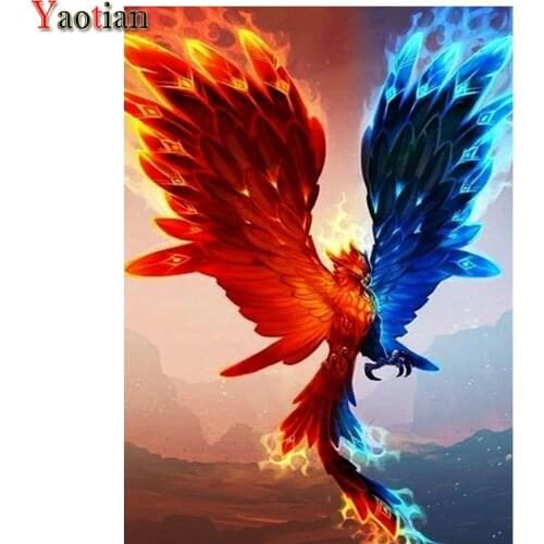 DIY Diamond Painting Ice Fire Phoenix Bird 5d Cross Stitch Diamond Mosaic Home Decoration Full Round Square Diamond Embroidery
