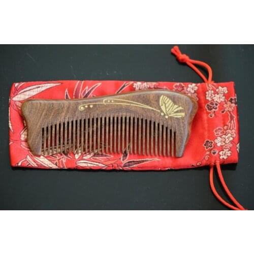 Free shipping top quality Hotsale hand made natural ebony hair comb wooden hair comb wooden hair comb 15-02