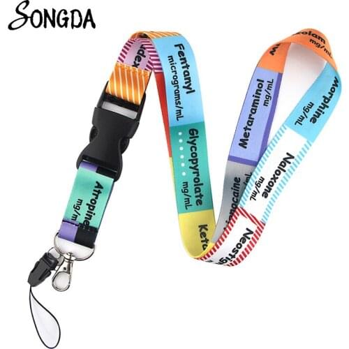 Chemical Element Print Lanyards Keychains Women Neck Straps for Card Badge Personalized Key Chain Holder Gift Hang Rope Lanyard