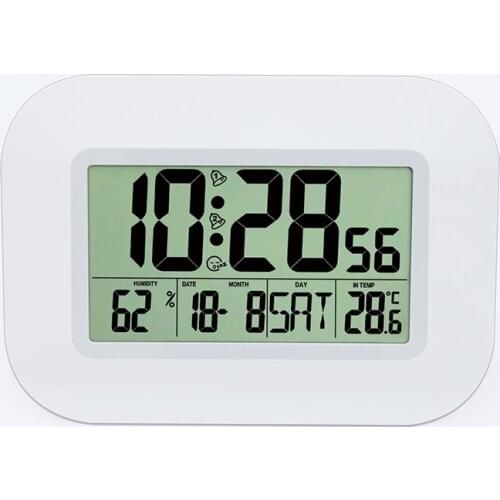 JIMEI H152H Digital LCD Wall Clock Table Clock With Alarm Snooze Temperature Humidity Calender for household