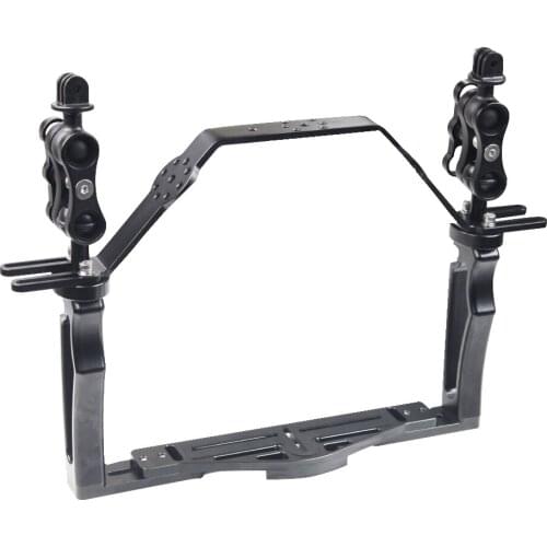 DSLR Diving Dual Handheld Tray Bracket with Clip Screw Adapter Top Handle Shutter Extension Sports Camera Underwater Photography