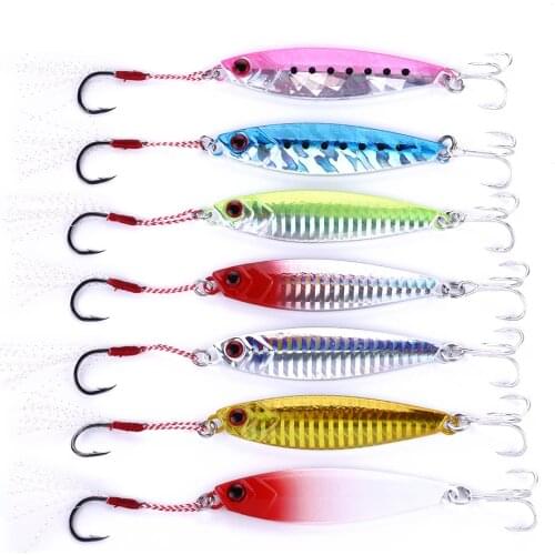 HENGJIA 7pcs 30G 40G Sea Fishing Lures Lead Bait Fishing Tackle Spoon Lure Jigging Hooks Wobblers Bait