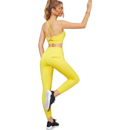 2021 New Sports Tracksuits Women Fitness Sets Sportswear Gym Workout Clothing 2PCS Yoga Suits Shockproof Bra&Hip Up Leggings