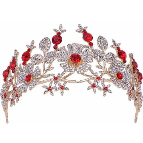 Leaf Flower Crystal Alloy Bridal Crown And Tiara Hairband Birthday Jewelry Bride Wedding Accessories Headpiece